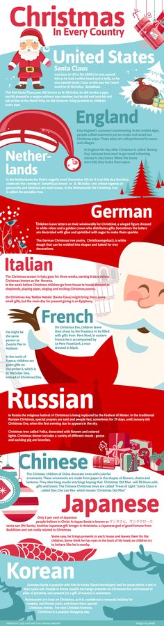 a poster with santa claus on it and other things in red, white and blue