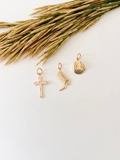 Expand your jewelry collection by adding to your necklace, bracelet, and earring sets! How to match check pic# 8 and pic #9Item Details:• This listing is for ONE(1) Charm.• Metal Type: 14K gold filled and sterling silver.Cross 27x16mmCowboy boot 15x19mmCowboy hat 12x16mmWear it 24/7 without worries.Wear it alone or pair it with your favs! Matching jewelry: Mix and Match Minimalist Jewelry Pendant With Dangling Charms, Handmade Gold Charm Necklaces For Everyday, Everyday Handmade Gold Charm Necklaces, Handmade Gold Charm Necklace For Everyday, Minimalist Rose Gold Jewelry With Charms, Handmade Gold Charms For Everyday Wear, Handmade Gold Charms For Everyday, Spiritual 14k Gold Filled Tarnish-resistant Jewelry, Dainty Everyday Charms Jewelry