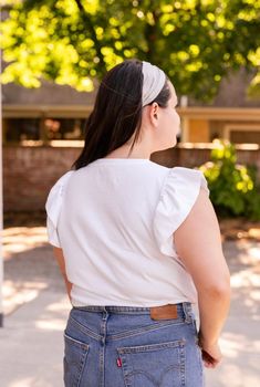 Ruffle Sleeve Top Sustainable Tee Summer Top -- Ruffle Sleeve Top, Ruffled Sleeve Top, Dress With Cardigan, Soft White, Summer Top, Top Dress, Egift Card, Top Shirt, Sleeve Top