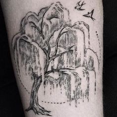 willow tree tattoo Weeping Willow Tattoo, Willow Tree Tattoo, Tree Tattoo Meaning, Tree Tattoo Arm, Tattoo Son, Backpiece Tattoo, Willow Tree Tattoos