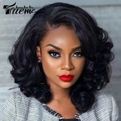 Trueme Bouncy Curly Bob Wig Lace Front Human Hair Wigs For Women Colored Water Wave Brazilian Curly Bob Wigs, Hair Affair, Hair Crush, Front Lace Wigs Human Hair, Bob Wig, Hair Weave, African Hairstyles, Bob Wigs, Hair Dos