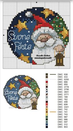 a cross stitch pattern with santa claus on it