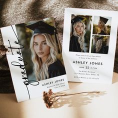 two graduation photos are placed next to each other