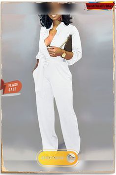 Solid Buttoned Pocket Casual Jumpsuit P3033465042 Casual Party Jumpsuits And Rompers With Pockets, Elegant White Jumpsuits And Rompers With Pockets, White Long Sleeve Jumpsuit With Pockets, Jumpsuit With Belt, Guess Sunglasses, Basic Wear, India And Pakistan, Casual Jumpsuit, Measurement Chart