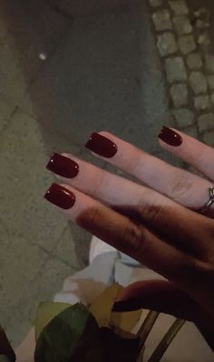 Kurze rote squer Nägel Nail Inspo For Square Nails, Burgundy Nails Square Short, Short Red Wine Nails, Short Fall Color Nails, Nail Ideas Acrylic Simple, Wine Red Nails Short, Short Deep Red Nails, Red French Nails Square, Cabin Crew Nails