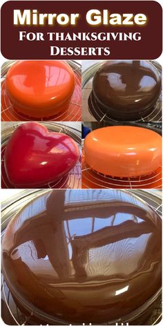 The perfect and fail-proof recipe for mirror glaze to elevate your Thanksgiving desserts. This recipe will teach you all the tips and tricks to achieve an ultra-glossy glaze for French yule logs and entremets. Easy Mirror Glaze Recipe, Chocolate Mousse Cake Filling, Mirror Glaze Recipe, Chocolate Mirror Glaze, Yule Logs, Mirror Glaze Cake Recipes, Glaze Cake, Glaze For Cake, Mirror Glaze Cake