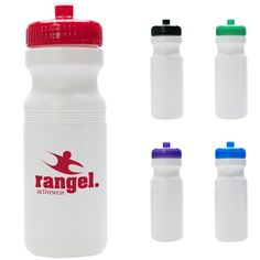 an image of a water bottle with the name range on it and six colors to choose from