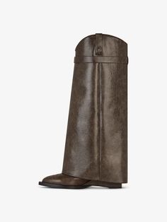 Brown Leather Pointed Toe Wedge Boots, Brown Leather Snip Toe Knee-high Boots, Luxury Brown Calf Leather Moto Boots, Givenchy Shark, Pointy Toe Boots, Pointed Toe Boots, Slip On Boots, Boot Bag, Leather Cover