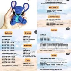 the instructions for crocheted stuffed animals are shown