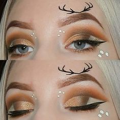 Brown Christmas Makeup, Reindeer Eye Makeup, Simple Christmas Makeup