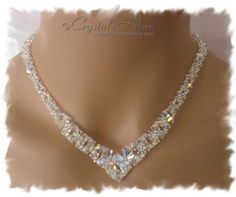 Items similar to Handmade with Swarovski® Crystals Beads Swarovski Crystals AB Bridal Evening Special Occasions Prom V Necklace on Etsy Beaded Bridal Jewelry, Beaded Wedding Jewelry, Gold Necklace Wedding, V Necklace, Gold Bridal Necklace, Braid Jewelry, Beadwork Necklace