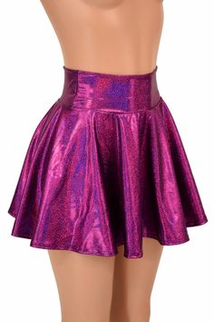 "This item is made to order, please read all the way through the listing before purchasing! Sparkling Fuchsia holographic mini skirt. This fabric has such a gorgeous sparkling rainbow holographic effect! It is made of four way stretch lycra spandex. It has a soft, spandex waistband (elastic free) that sets at the natural waist. Need help choosing \"Length\"? Watch this video: https://www.youtube.com/watch?v=qTKmmJGrjW8&t=1s Womens Sizing (See below for instructions on where measurements shou Spring Rave Party Skirt, Spring Party Rave Skirt, Rave Skirt For Spring Party, Spring Rave Skirt For Party, Rave Style Skirt For Spring Party, Rave Mini Skirt For Spring, Rave Style Mini Skirt For Night Out, Summer Metallic Stretch Skirt, Metallic Stretch Skirt For Summer