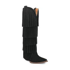 Make a fashion statement with these Dingo Wild Child Women's Suede Fringe Boots. Click this FOOTWEAR GUIDE to find the perfect fit and more! Make a fashion statement with these Dingo Wild Child Women's Suede Fringe Boots. Click this FOOTWEAR GUIDE to find the perfect fit and more! FEATURES Fringe details Tall silhouette Foam footbed for all day comfort Durable rubber outsole Pull-on for easy on and offDETAILS Suede upper Polyester lining Foam midsole TPR rubber outsole Pointed toe Pull-on Foam f Fringed Boots, Cascading Layers, Tall Western Boot, Dingo Boots, Suede Fringe Boots, Suede Leather Boots, Fringe Boots, Wedge Heel Sandals, Suede Fringe