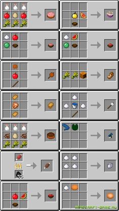 an image of the different food items in this minecraft video game, which shows how many