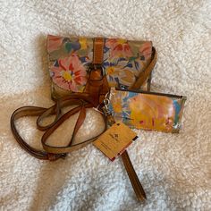 The Crossbody Is In Guc And Almeria Wallet Is Nwt. This Set Is In Citrus Rose Print. Multicolor Clutch With Phone Pocket, Multicolor Clutch With Detachable Handle, Rose Print, Orange Pink, Color Orange, Crossbody Bags, Pink And Orange, Bag Lady, Size 7