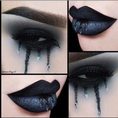 Maquillage Goth, Fantasy Make-up, Make Up Designs, Drag Make-up, Halloween Eye Makeup, Make Up Inspiration, Melt Cosmetics, Halloween Eyes, Black Lipstick