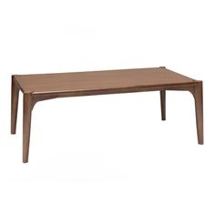 a wooden table with two legs and a small rectangular top, on a white background