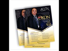 a brochure with two men in suits and ties on it's side