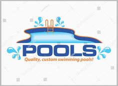 swimming pool logo with ladder and water splash on white background, this logo is suitable for all types of pools