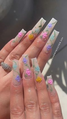 Spring Nails 2023, Spring Manicure, Nails Yellow, Spring Acrylic Nails, Nails 2022, Cute Acrylic Nail Designs, Simple Acrylic Nails, Long Acrylic Nails Coffin, Nails Spring