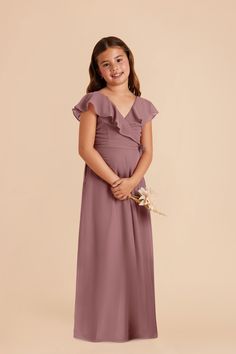 M / dark mauve Junior Girl Dresses, Dark Mauve, Flutter Sleeves, Chiffon Dress, Maxi Skirt, Girls Dresses, Bridesmaid Dresses, Chiffon, Skirt