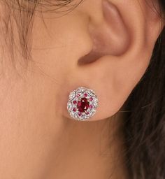 *Condition: Brand new *Center Stone: Natural Red Ruby, Oval Cut, approx 0.92ct total *Side stones: Natural White Diamond, Marquise cut & round cut (VS1 clarity and F color) *Metal Purity: Optional *Sell as pair Each piece is made-to-order with care and special attention to detail. all items are made with conflict-free diamonds and gems. The item will be gift wrapped and shipped. ------------------------------------------------------------------- Available in : 14k Rose or Yellow Gold, White Oval Red Diamond Earrings For Anniversary, Red Oval Diamond Earrings For Anniversary, Red Brilliant Cut Earrings For Anniversary, Red Diamond Earrings For Anniversary, Luxury Red Diamond Earrings As Gift, Luxury Red Diamond Earrings For Gift, Red Luxury Diamond Earrings As Gift, Red Brilliant Cut Fine Jewelry Earrings, Elegant Lab-created Ruby Earrings For Anniversary