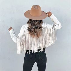 Fitted Biker Jacket, Fringed Jacket, Suede Jacket Women, Fringe Coats, Tassel Shorts, Sleeveless Coat, Womens Jackets Casual, Tassels Fashion