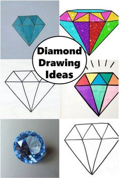 diamond drawing ideas for kids to make with colored paper and glitter on the top one