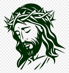 the face of jesus with crown of leaves on his head