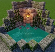 Minecraft Fountain, Case Minecraft, Rumah Minecraft Sederhana, Pagoda Garden, Minecraft Interior, Minecraft Structures, Minecraft Interior Design, Minecraft House Plans