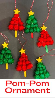 pom - pom christmas tree ornament craft for kids to make