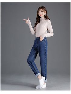 FREE SHIPPING Ripped Jeans Woman High Waist Boyfriend Jeans Pants JKP3644 Slim Fit Straight Leg Bottoms, Winter Slim Fit Straight Leg Pants, Baggy Mid-rise Winter Bottoms, Winter Baggy Mid-rise Bottoms, Casual Slim Fit Bottoms For Winter, Trendy Slim Fit Winter Pants, Casual Slim Fit Winter Bottoms, High Waist High Stretch Pants For Winter, High Waist High Stretch Winter Pants