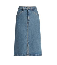 Long Skirt Jeans, Blue Striped Skirt, Denim Skirts Knee Length, Jean Skirt Outfits, A Line Denim Skirt, Long Jean Skirt, Chinese Fashion Street, Skirts Denim