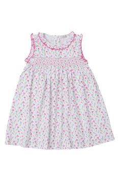 Spring 2025 Garden Party A-line Dress With Smocked Bodice, Sleeveless Floral Print Dress For Dress-up, Spring Party Sleeveless Cotton Dress, Pink Sleeveless Dress For Spring Dress-up, Sleeveless Summer Floral Dress For Dress-up, Sleeveless Dress With Smocked Bodice For Spring Daywear, Sleeveless Dress-up Dresses For Spring, Sleeveless Floral Dress For Summer Dress-up, Spring Sleeveless Fitted Dress With Smocked Bodice