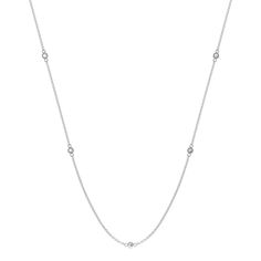 With a timeless design, this station necklace crafted in 14k gold radiates brilliance from every angle. Featuring an 18 inch cable chain adorned with five evenly spaced bezel-set moissanite stones, it adds a subtle sparkle to your everyday ensemble. Necklace Craft, Station Necklace, Bezel Setting, Cable Chain, Timeless Design, Cable, Sparkle, Chain, Gold