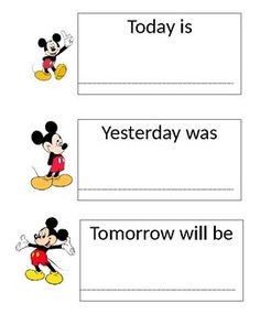 the mickey mouse worksheet is shown with three different words in each word,