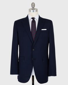 Kincaid No. 4 Suit in Navy Escorial Plainweave | Shop Sid Mashburn Navy Tailored Suit With Buttons, Classic Navy Single Breasted Suit, Classic Navy Suits With Hidden Button Closure, Navy Tailored Double-breasted Suits, Tailored Navy Wool Suits, Sid Mashburn, Spanish Royalty, Clothing Catalog, Tuxedo Shirts