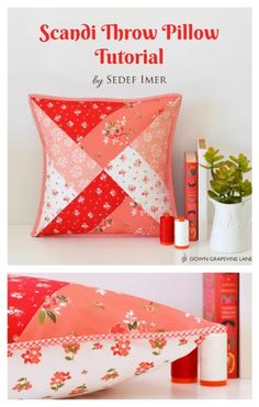 the instructions for how to sew an origami pillow with flowers on it