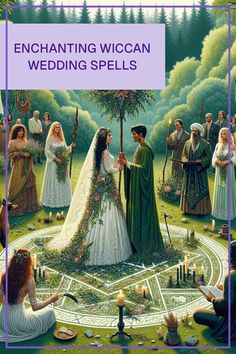 an image of a wedding ceremony with the words enchanting wiccan wedding spells