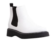 Madden Girl Kweenn - Women's Shoes : White Paris : Be high on comfort and style wearing Madden Girl Kweenn Chelsea Boot. Synthetic upper and inner lining. Slip on boot with pull tab and elastic on the sides. Ankle pull tab for easy wearing. Measurement: Platform Height: 0.75 inches, Shaft Circumference: 9.5 inches, Heel Height: 2 inches, Boot Shaft Height: 4 inches. TPR outsole for better traction. Imported. Weight of footwear is based on a single item, not a pair. Madden Girl Shoes, Slip On Boots, Girl Shoes, Madden Girl, Shoes White, Chelsea Boot, Kids Sneakers, Comfy Fits, Pull Tab