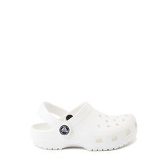 Crocs Classic Clog - Toddler - White | Journeys Waterproof White Clogs With Round Toe, White Waterproof Clogs With Round Toe, Waterproof White Synthetic Clogs, White Waterproof Synthetic Clogs, White Waterproof Slip-on Clogs, White Slip-resistant Sandals For Outdoor, White Slip-resistant Outdoor Sandals, White Slip-resistant Clogs For The Beach, Casual White Clogs For Outdoor Activities