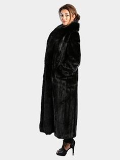 Women's Black Mink Fur Coat (Medium) | Day Furs Elegant Black Full Length Outerwear, Black Full Length Outerwear For Work, Mink Fur Coat Women, Mink Coats, Capes For Kids, Kids Vest, Black Fox, Designer Coats, Mink Coat