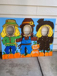 Visit my Instagram for up to 20%  Savings! @creativchickshop This pumpkin patch theme photo op has been hand painted on sturdy trifold cardboard, it stands at 3ft tall x 4 feet wide and has been painted with acrylic paints.  **the message will not appear on your board, that was an example of another board that was ordered. It is shown just to illustrate how wording can look. If you would like wording on your pumpkins, please send me a message when ordering.  Please message me with your party dat Fall Photo Board Ideas, Fall Halloween Birthday Party, Fall Festival Party Decorations, Fall Festival Ideas For Nursing Home, How To Make A Pumpkin Patch, Pumpkin Patch Themed Trunk Or Treat, Pumpkin Patch Photo Props, Homemade Fall Festival Games, Pumpkin Patch 2nd Birthday Party