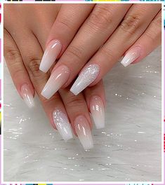 Ombre Nail - Search for your dream items at Amazon.com. Buy them TODAY! Wedding Nails Acrylic Coffin, Coffin Acrylic Nails Wedding, Acrylic Nail Designs For Brides, French Tip Fade Acrylic Nails, Pretty Ombre Nails Acrylic, Ombré French Nails With Glitter, Wedding Ombré Nails, Classy Bridal Nails Coffin, Wedding Coffin Acrylic Nails