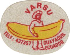 a sticker that says vars u with a man holding a banana on it