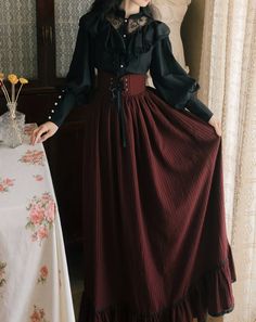 <Item>

・Blouse & skirt



 <Material>

・polyester



 <Model worn>



 Wearing size


 S size







 model dimensions


 Height: 158cm

 Weight: 43kg












 <Size>

 ·blouse 







 size

 Length

 bust

 waist

 Sleeve Length

 shoulder width 











 S

 56

 86

 68

 58

 36






 M

 57

 90

 72

 59

 37






 L

 58

 94

 76

 60

 38






 XL

 59

 98

 80

 61

 39












 ·skirt 







 size

 Length

 waist 











 S

 88

 66






 M

 89

 70 Lace Fairy Dress, Academia Dress, Vintage Academia, Red Long Skirt, Milkmaid Dress, Dress Cottagecore, Black Lace Blouse, Cottagecore Dress, Goth Dress