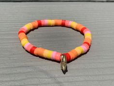 sunset colors, with starfish charms Orange Heishi Beads Bracelets For Beach, Orange Beach Bracelets With Spacer Beads, Sunset Colors, Clay Beads, Starfish, Jewelry Bracelets, Beaded Bracelets, Beads, Color