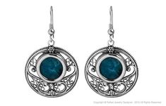 New Handmade Natural Eilat stone Sterling Silver Circular Filigree Unique Dangle Round Earrings Sterling Silver Blue Earrings With Intricate Design, Blue Sterling Silver Earrings With Intricate Design, Formal Sterling Silver Round Pendant Earrings, Ornate Round Gemstone Earrings, Sterling Silver Filigree Round Earrings, Sterling Silver Round Filigree Earrings, Eilat Stone, Judaica Jewelry, Eilat