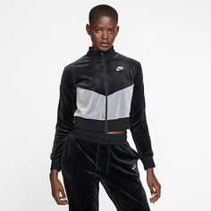 Top Seller for WOMEN'S NIKE HERITAGE CROPPED JACKET IN BLACK/GREY UK S RRP ?65 (BV5046-010), Womens Activewear Grey Jacket Women, Plush Jacket, Nike Windrunner, Adidas Short, Nike Sportswear Women, Grey Jacket, Nike Zip Up, Nike Womens, White Nike