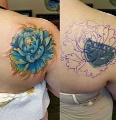 Cover Up Tattoos Before And After, Flower Cover Up Tattoos, Tatuaje Cover Up, Cover Up Tattoos For Women, Japanese Flower Tattoo, Tattoo Henna, Tattoo Cover Up, Back Of Shoulder Tattoo, Tattoo Cover